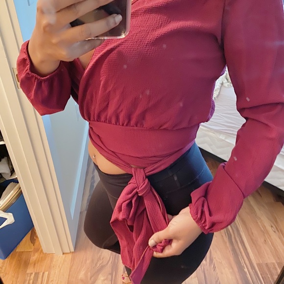 Red Wrap Top - Picture 2 of 4